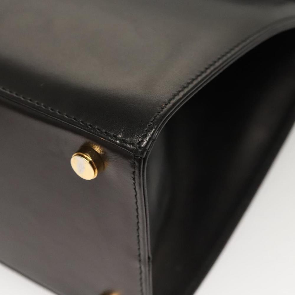 Salvatore Ferragamo Vala Hand Bag Leather 2way Black Gold Auth gh079 - Picture 9 of 16